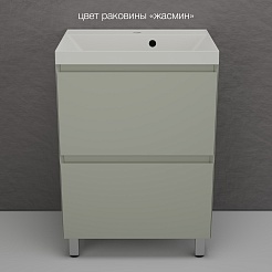 Style Line Тумба с кварцевой раковиной  жасмин Манхэттен 60 Plus эмаль олива матовая – фотография-2